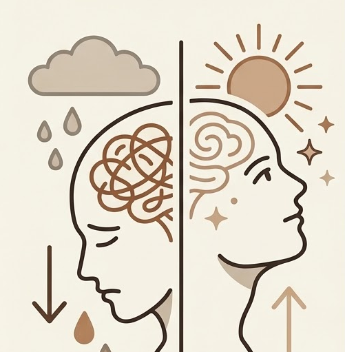 Ilustração representando as mudanças de humor